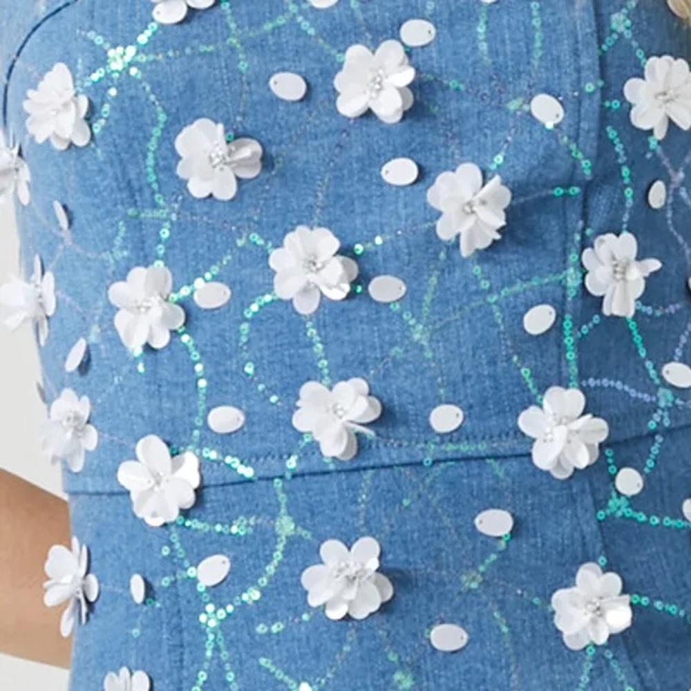 F21 Floral Strapless Blue Mini Dress Size L NWT - Picture 4 of 6